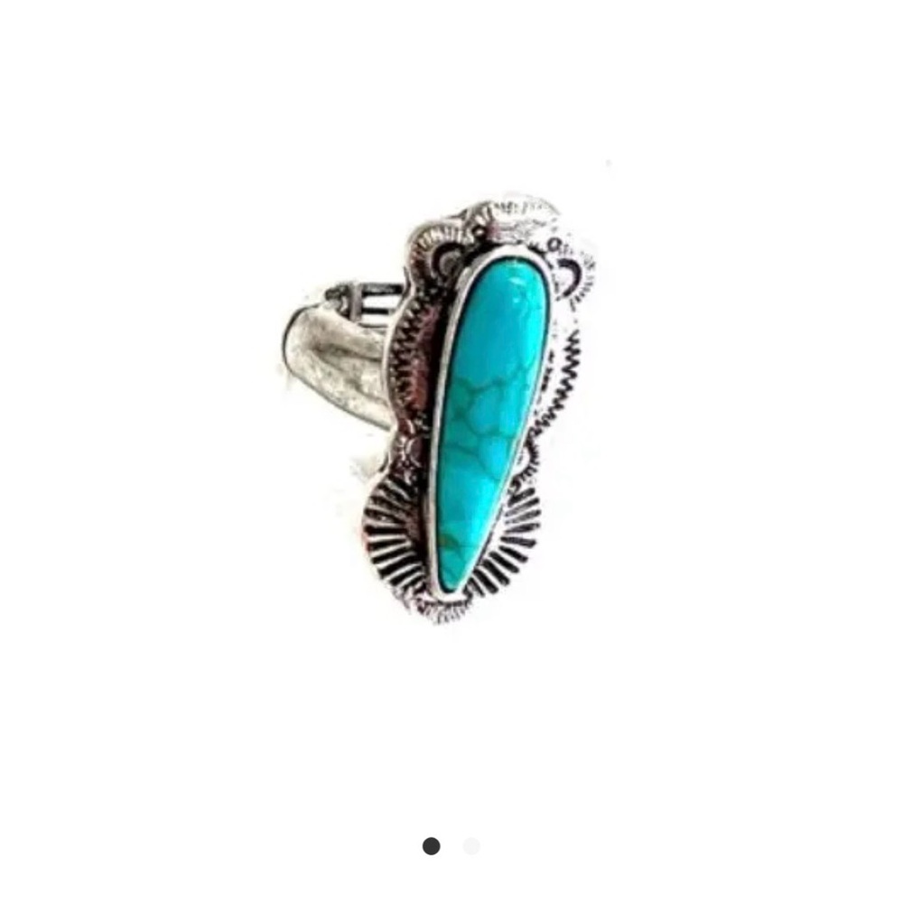 Turquoise and Silver Women's Statement Ring